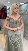 DEMONTE KUYRUKLU BONCUK İŞLEMELİ ABİYE