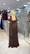 DÜŞÜK KOLLU ALTI ŞİFON İKİLİ GÖRÜNÜMLÜ ELBİSE