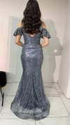 DÜŞÜK KOLLU GRİTER SİMLİ ABİYEABİYES - CENNET GÜL KAHVECİ