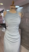 HALTER YAKA SİMLİ KUMAŞ YIRTMAÇLI
