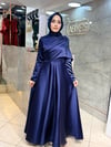 SATEN KLOŞ YAKASI BONCUK İŞLEMELİ