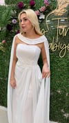 ŞİFON PELERİNLİ BONCUK İŞLEME DETAYLIABİYES - CENNET GÜL KAHVECİ