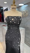 STRAPLEZ TAŞLI YIRTMAÇLI KREP