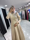 TAŞLI KLOŞ TESETTÜR ELBİSEABİYES - CENNET GÜL KAHVECİ