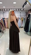 ÜSTÜ KORSELİ DÜŞÜK KOLLU FULARLI ELBİSEABİYES - CENNET GÜL KAHVECİ
