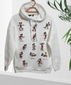 Baskılı Bol Kesim Oversize Kapşonlu Sweat Beyaz