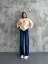 Bisiklet Yaka Ayıcık Nakışlı Oversize Pamuklu Sweatshırt