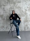 Bisiklet Yaka Ayıcık Nakışlı Oversize Pamuklu Sweatshırt