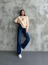 Bisiklet Yaka Ayıcık Nakışlı Oversize Pamuklu Sweatshırt