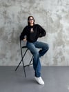 Bisiklet Yaka Ayıcık Nakışlı Oversize Pamuklu Sweatshırt