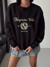 Bisiklet Yaka Nakışlı Oversize Sweat