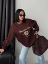 Bisiklet Yaka Nakışlı Oversize Sweat