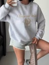 Bisiklet Yaka Nakışlı Oversize Sweat