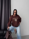 Bisiklet Yaka Nakışlı Oversize Sweat