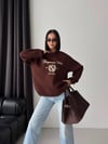 Bisiklet Yaka Nakışlı Oversize Sweat
