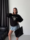 Bisiklet Yaka Nakışlı Oversize Sweat