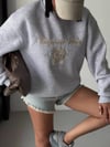 Bisiklet Yaka Nakışlı Oversize Sweat