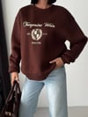 Bisiklet Yaka Nakışlı Oversize Sweat