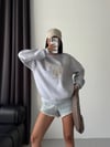 Bisiklet Yaka Nakışlı Oversize Sweat
