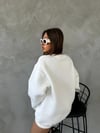 Bisiklet Yaka Oversize Salaş Pamuklu Şardonlu Sweatshirt