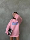 Bisiklet Yaka Oversize Salaş Pamuklu Şardonlu Sweatshirt