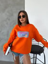 Bisiklet Yaka Oversize Salaş Pamuklu Şardonlu Sweatshirt