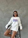 Bisiklet Yaka Oversize Salaş Pamuklu Şardonlu Sweatshirt