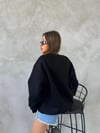 Bisiklet Yaka Oversize Salaş Pamuklu Şardonlu Sweatshirt