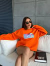 Bisiklet Yaka Oversize Salaş Pamuklu Şardonlu Sweatshirt