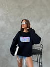Bisiklet Yaka Oversize Salaş Pamuklu Şardonlu Sweatshirt