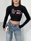 Bisiklet Yaka Yazılı Baskılı Fiyonklu Crop Bluz
