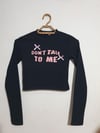 Bisiklet Yaka Yazılı Baskılı Fiyonklu Crop Bluz