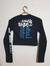 Bisiklet Yaka Yazılı Baskılı Fiyonklu Crop Bluz