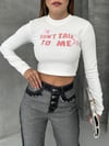 Bisiklet Yaka Yazılı Baskılı Fiyonklu Crop Bluz