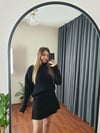 Boğazlı Salaş Uzun Kazak Pileli Mini Çan Etek İkili Triko Takım