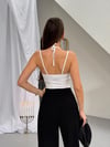 Boyundan Bağlamalı Çift Askılı Dantelli Atlet Çıtçıtlı Bodysuit