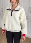 Düğmeli Dik Yaka Geyik Ayıcık Nakışlı Oversize Salaş Lastikli Sweatshirt