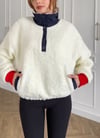 Düğmeli Dik Yaka Geyik Ayıcık Nakışlı Oversize Salaş Lastikli Sweatshirt