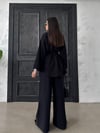 Düğmeli Kimono Geniş Paça Pantolon Salaş İkili Keten Takım