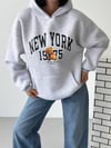 Kapüşonlu Oversize Ayıcık Baskılı Sweatshirt