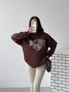 Kapüşonlu Oversize Ayıcık Baskılı Sweatshirt