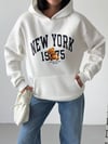 Kapüşonlu Oversize Ayıcık Baskılı Sweatshirt