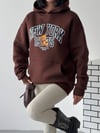 Kapüşonlu Oversize Ayıcık Baskılı Sweatshirt