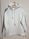 Kapüşonlu Şeritli Oversize Salaş Uzun Sweatshirt
