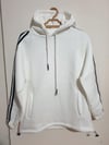 Kapüşonlu Şeritli Oversize Salaş Uzun Sweatshirt
