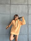 Kapüşonlu Şeritli Oversize Salaş Uzun Sweatshirt