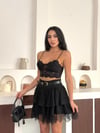 Kat Kat Kemerli Dantelli Mini Kloş Etek