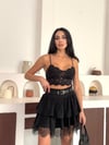 Kat Kat Kemerli Dantelli Mini Kloş Etek