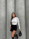 Kolları Tül Çiçekli Güllü Crop Bluz