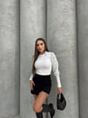Kolları Tül Çiçekli Güllü Crop Bluz